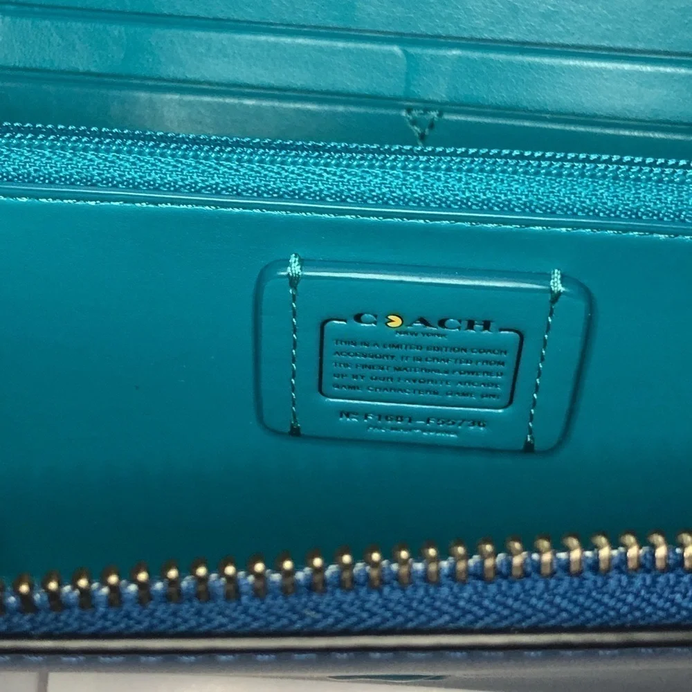 🎮 COACH x PAC-MAN Ghost Limited Edition Accordion Zip Wallet – Inky Blue
